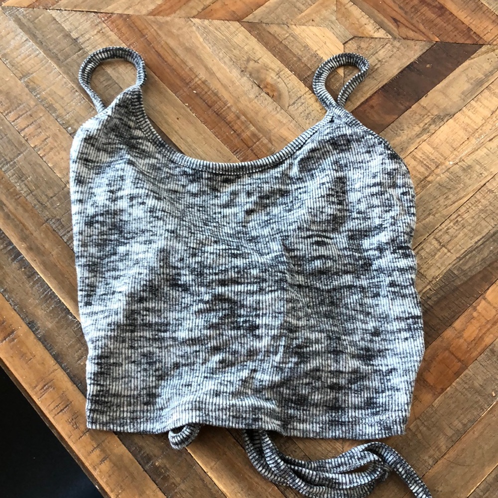 Back tie crop faded crop top